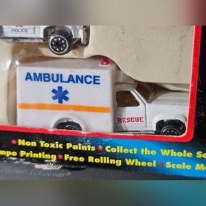 News vehicle with first responders. Late 1990s